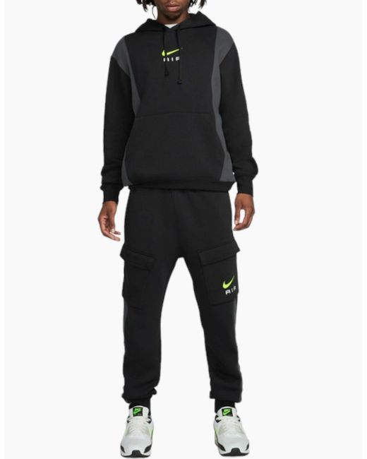 Nike Black Fv0167 Tracksuit Set Jogging Bottom Pullover Fleece Hoodie Tops for men
