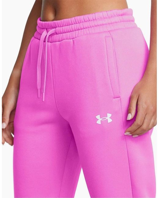 Under Armour Pink Fleece Joggers With Ribbed Cuff