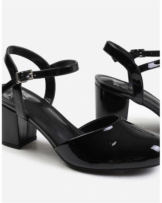 Where's That From Black Low Heel Block Court Shoes