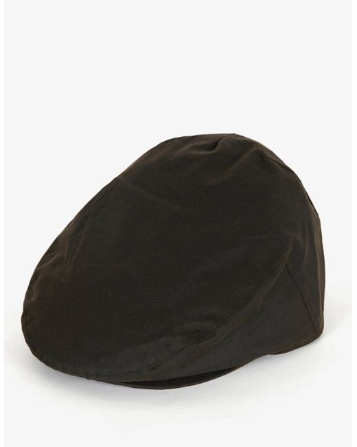 Barbour Black Wax Flat Cap for men