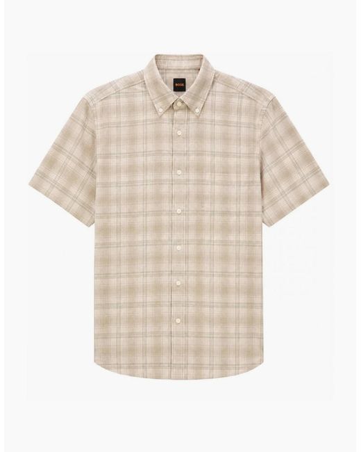 Boss Natural Rickert Short Sleeved Check Shirt for men
