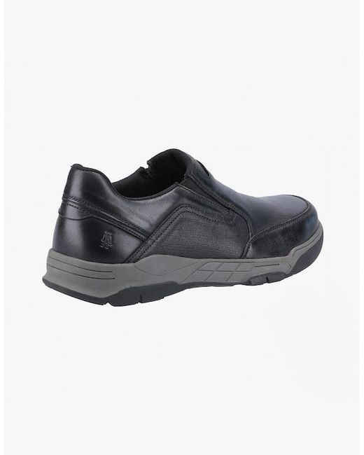 Hush Puppies Black Fletcher Leather Slip-On Shoes for men