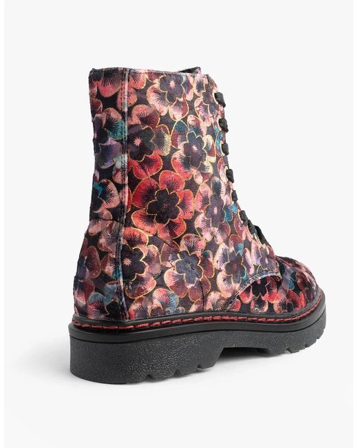 Heavenly Feet Multicolor Justina2 Viola Velour Ankle Boots Rose