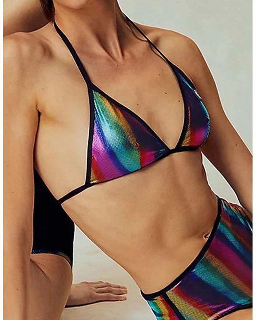 Calvin Klein Blue Pride Triangle Swim Bikini Top, Gradient