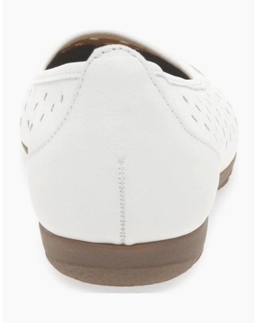 Gabor White Ruffle Punched Detail Casual Shoes