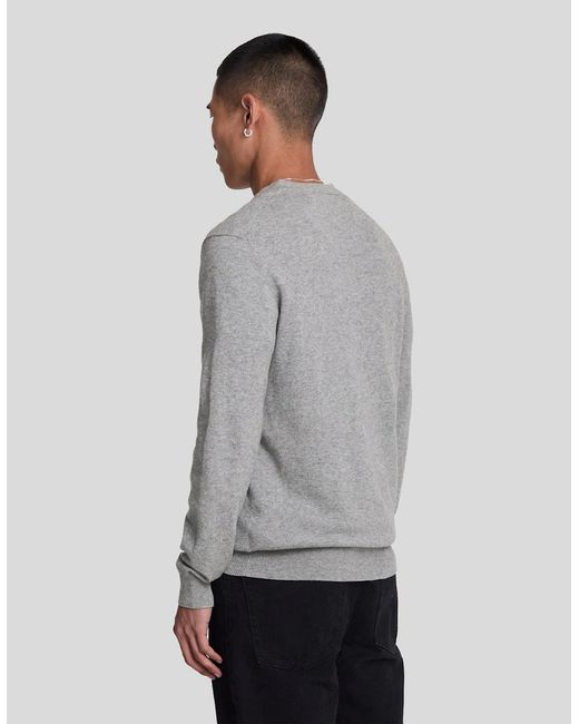 Lyle & Scott Gray Cotton Merino V Neck Jumper for men