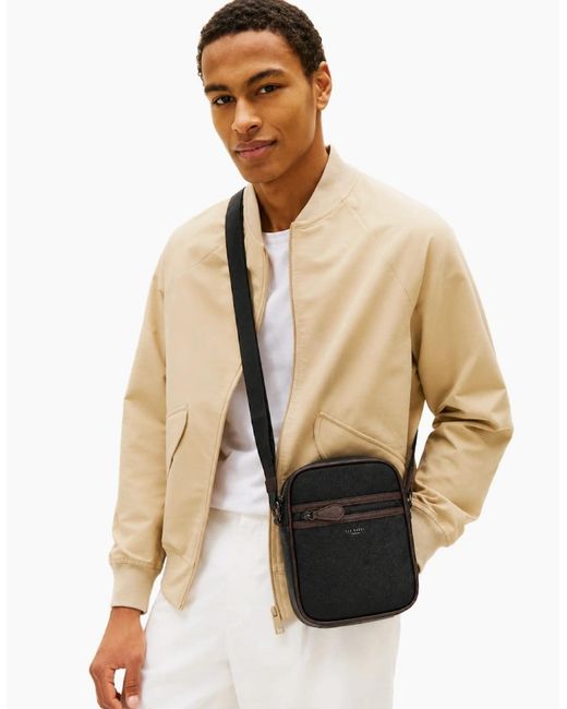 Ted Baker Black Lanston Pebble Flight Bag for men