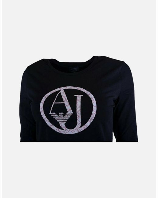 Armani Black Jeans 7V5T04 T-Shirt Long Sleeve Crew Neck Stretch Casual Soft Tee