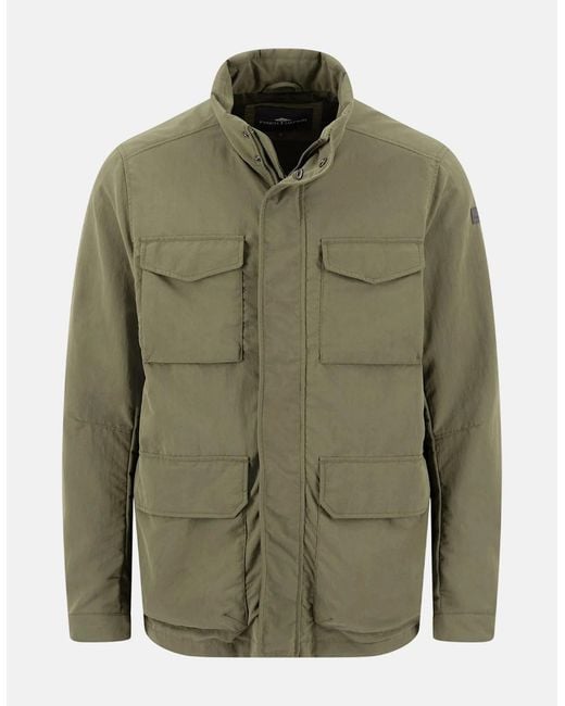 Fynch-Hatton Green Stand Collar Field Jacket Dark Khaki for men
