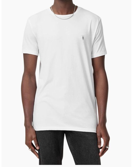 AllSaints White All Saints T Shirts Crew Neck Slim Short Sleeve Casual Summer Cotton Tee for men