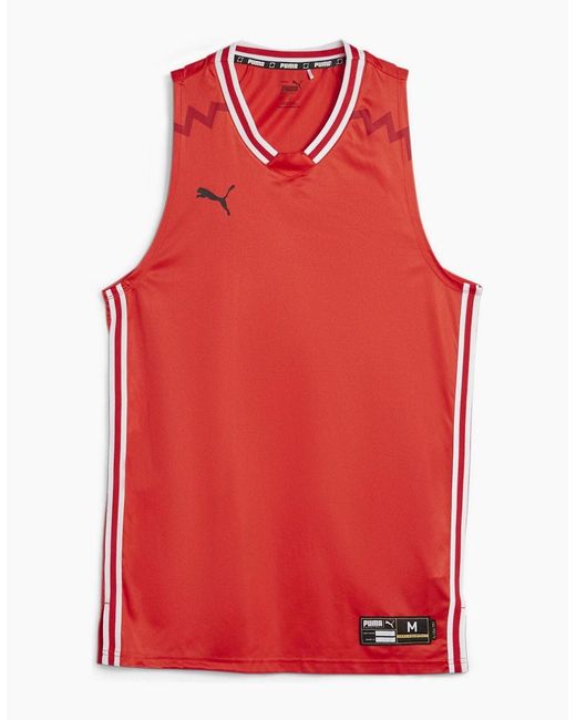 PUMA Red Hoops Team Game Performance Basketball Jersey for men