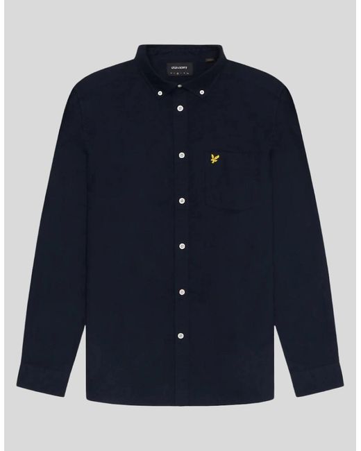 Lyle & Scott Blue Cotton Button Down Oxford Shirt for men
