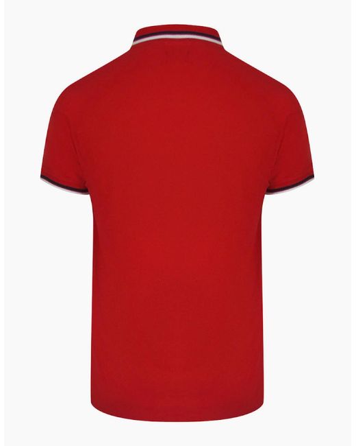 Aquascutum Red Active Cotton Stripes Polo Dry-Fit Polo Shirt for men