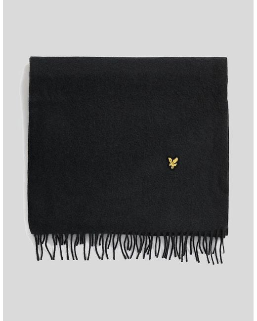 Lyle & Scott Black Lambswool Blend Scarf for men