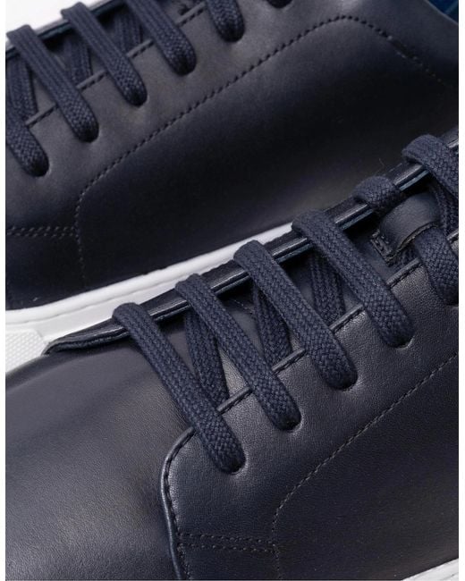 Oliver Sweeney Blue Hayle Antiqued Calf Leather Trainers for men