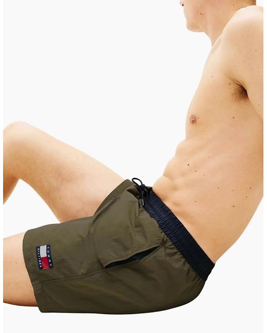 Tommy Hilfiger Green Heritage Mid Length Swim Shorts, Army for men