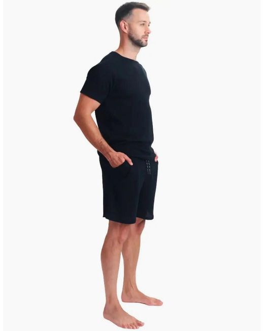 Ted Baker Black Waffle T-Shirt & Shorts Lounge Set for men