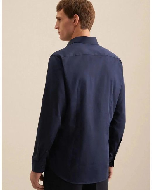 Seidensticker Blue Shaped Fit Easy Iron New Kent Business Shirt Dark for men
