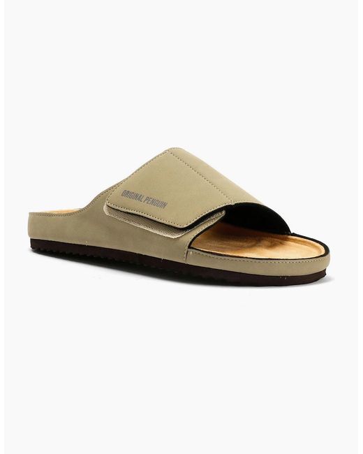 Original Penguin Gray Penguin Poll Sand Slides for men