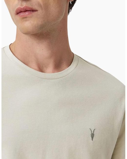 AllSaints Gray T Shirts Lycra Stretch Cotton Crew Neck Short Sleeve Summer Tee for men