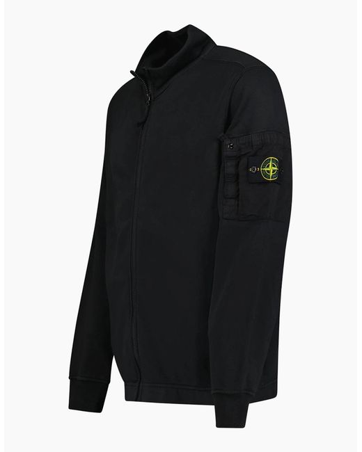 Stone Island Black Cotton Fleece Track Jacket for men