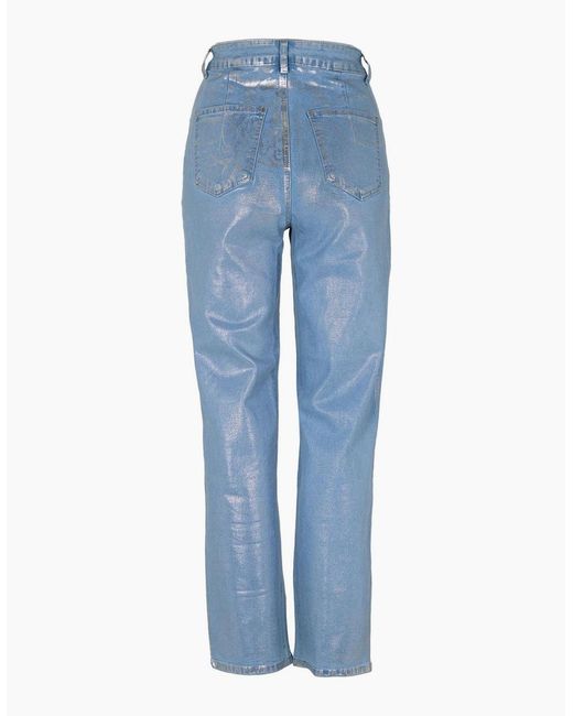 Amy Lynn Blue Lupe Metallic Patterned Five Pocket Pants