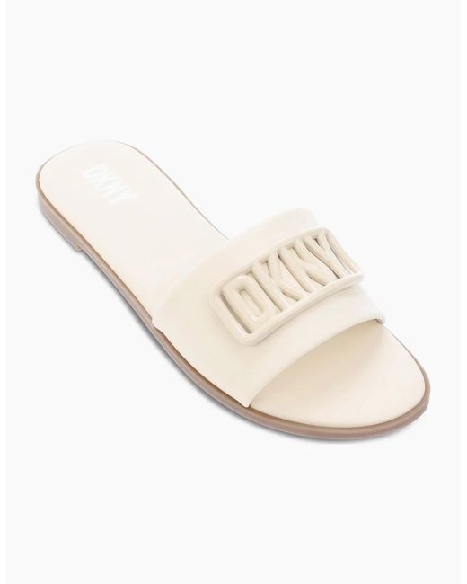 DKNY White Wylie Flat Sliders