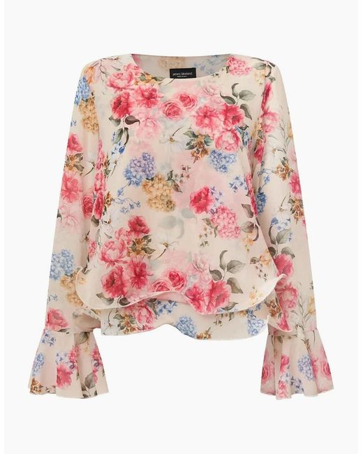 James Lakeland Red Flower Print Blouse