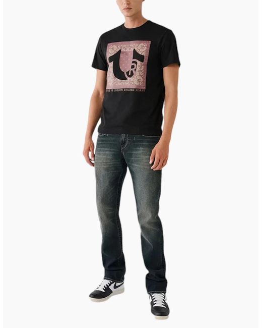True Religion Black 107697 T Shirts Short Sleeve Buddha Soft Summer Crew Neck Tee for men