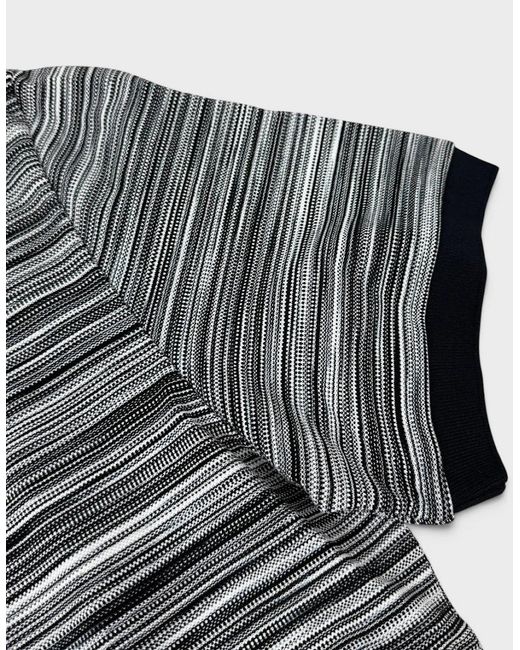 Missoni Gray Striped Contrast Collar Polo Shirt Space Dyed for men