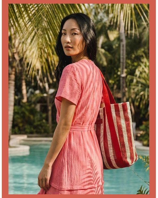 Nooki Design Red Hackney Stripe Shopper Bag
