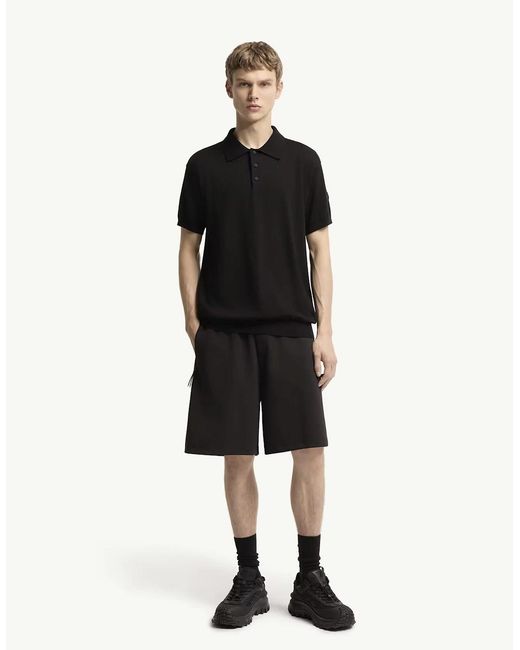 Moncler Black Knitted Polo Shirt for men