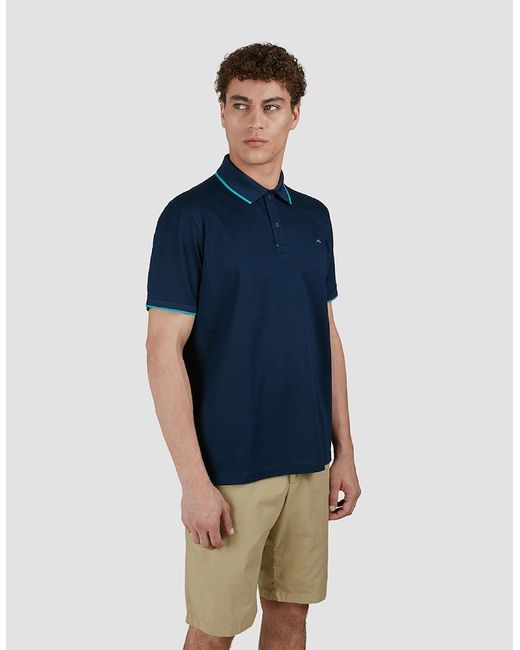 Paul & Shark Blue Embroidered Fin Double Piqué Cotton Polo Shirt for men