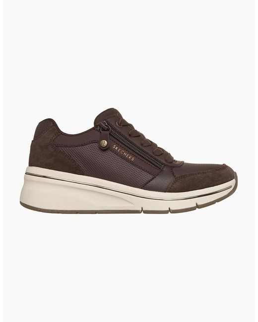 Skechers Brown Billion Flex Luxe Up Leather Chocolate Duraleather/Mesh Trainers