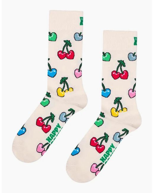 Happy Socks White Cherry Heart Sock