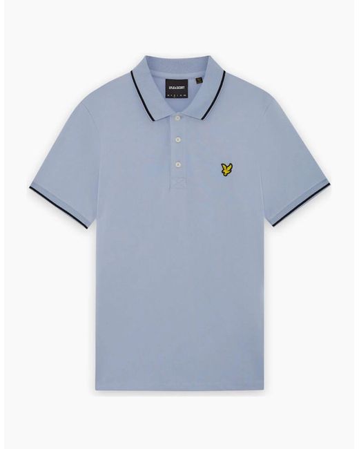Lyle & Scott Blue Lyle & Scott Tipped Polo Shirt Bubble Jet for men