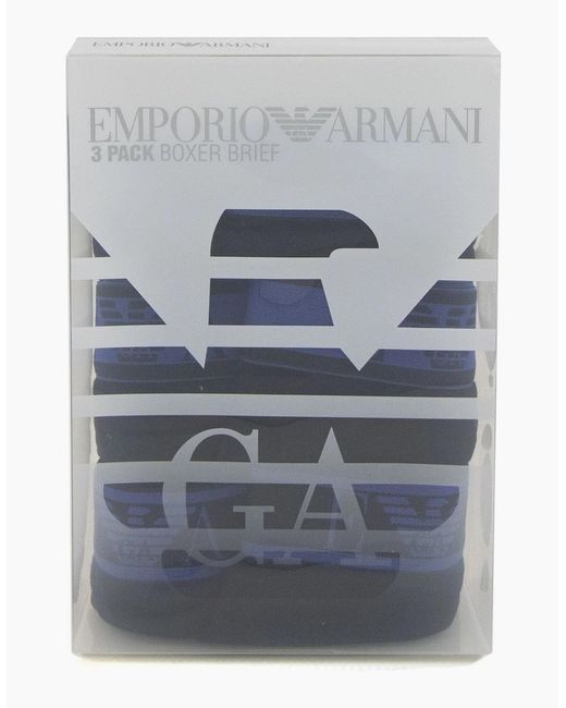 Emporio Armani Gray 3 Pack Logo Boxers for men