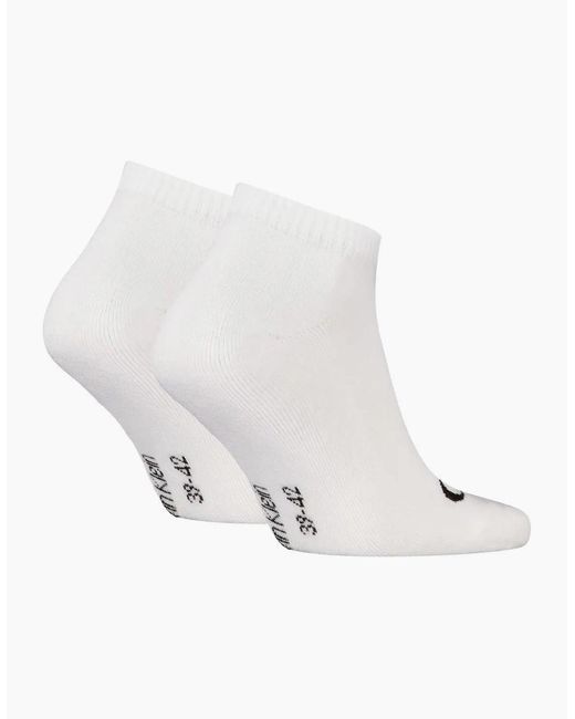 Calvin Klein White 2-Pack Ck Jeans Logo Sports Trainer Socks for men