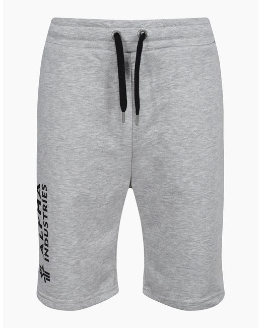 Alpha Industries Gray Logo Print Basic Ai Sweat Shorts for men