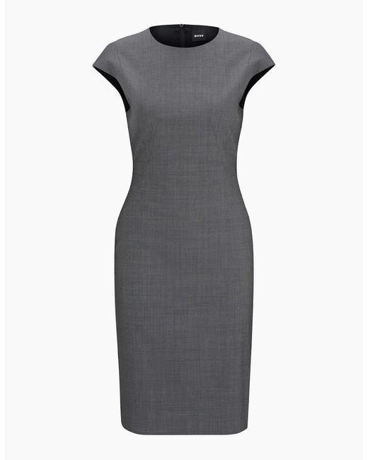 Boss Gray Dironah Crew Neck Knee Length Sheath Dress
