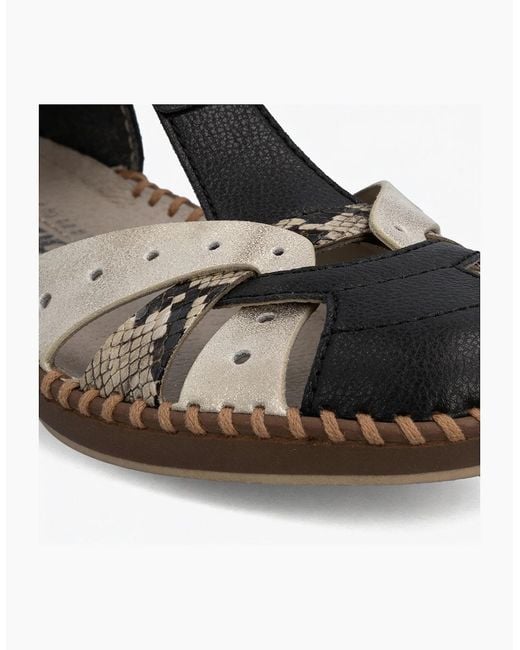 Rieker Black Desideria T-Strap Sandals