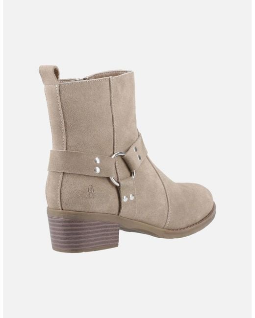 Hush Puppies Natural Iria Suede Taupe Heeled Ankle Boots