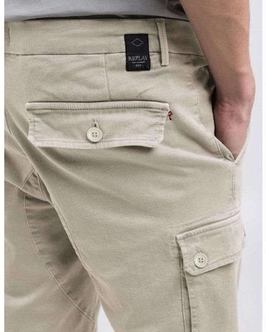 Replay Natural Vannie Hypercargo Shorts 013 Alabaster for men