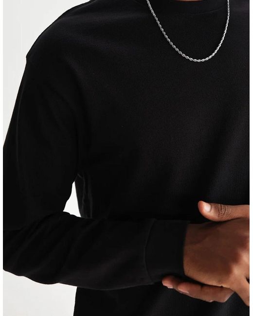 Wax London Black Hayden Textured Long Sleeve T-Shirt