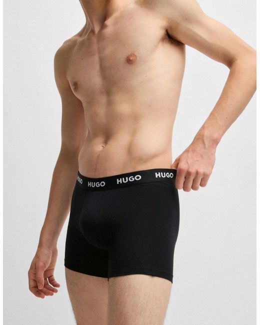 Boss Black Hugo Three-Pack Of Stretch-Cotton Boxer Briefs With Logo Waistbands for men