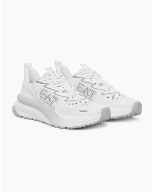 EA7 White Sonic Sneaker Trainer for men