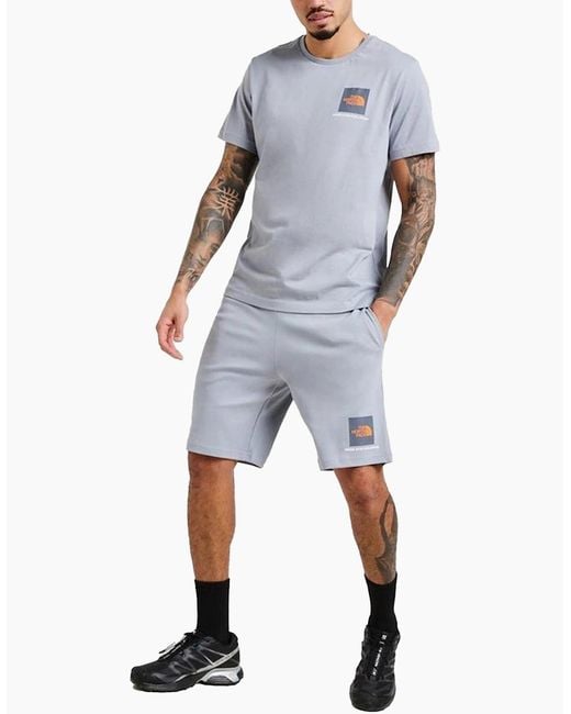 The North Face Blue Small Box Co Ords Set Shorts Short Sleeve T Shirts for men
