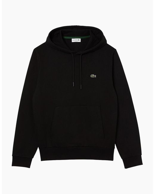 Lacoste Black Fleece Hoodie Organic Cotton Pullover Classic Fit Sportswear Hooded for men