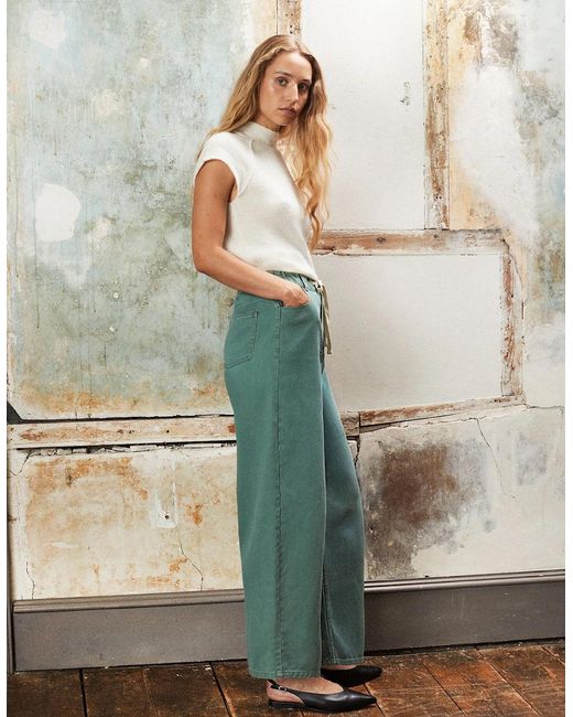 Ro&zo Green Sage Drawstring-Waist Barrel-Leg Jeans