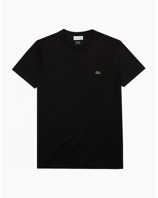 Lacoste Black Th6709 T Shirts Short Sleeve Crew Neck Soft Pima Cotton Summer Tee for men